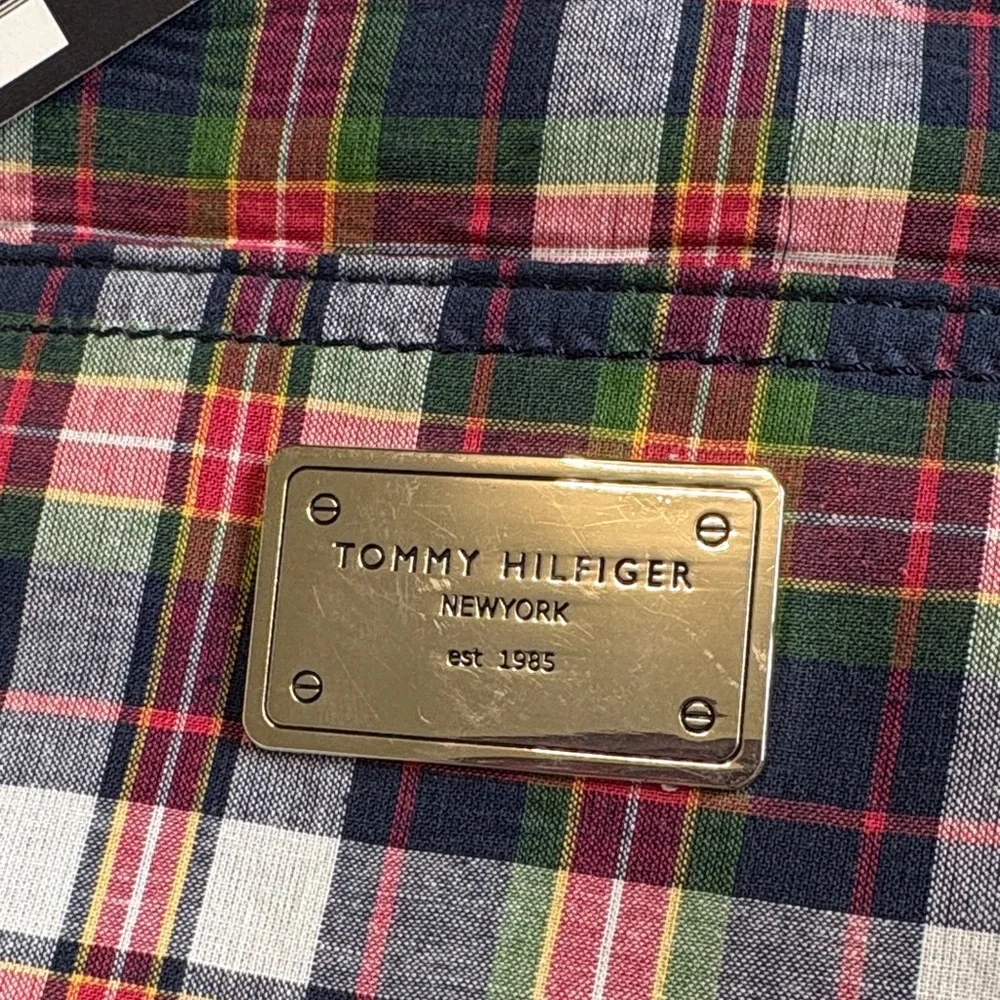 Tommy Hilfiger Red Green Navy Plaid Messenger Crossbody New with tags!